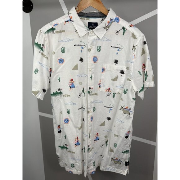 Roark Revival Argentina Journey Short Sleeve Shirt Men’s L White Graphic AOP - Picture 1 of 16
